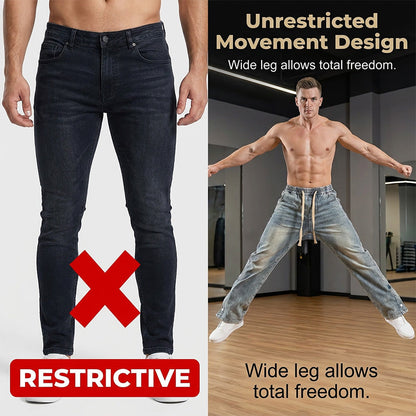 Men's All-Season Wide-Leg Drawstring Jeans