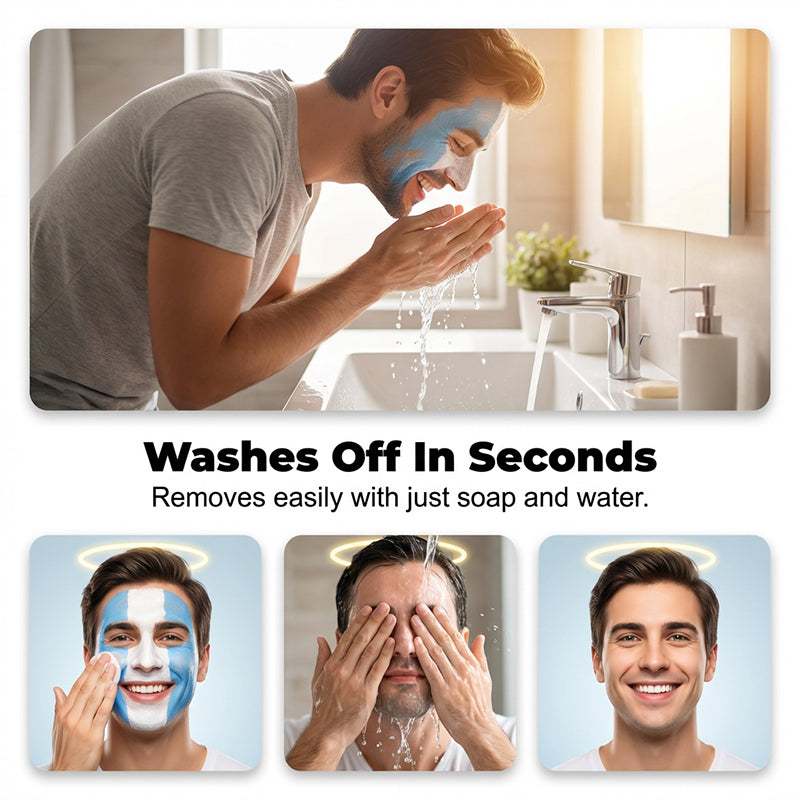 🎨 50% DE DESCONTO – Bastão de Tinta Facial com Listras | Seguro, fácil remoção & ideal para festas
