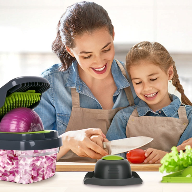 🧄 50% DE DESCONTO – Picador Multifuncional de Alimentos com Recipiente | Rápido, prático & fácil de limpar