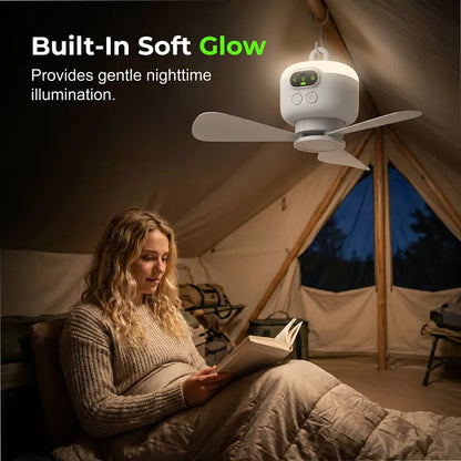 💡 50% DE DESCONTO – Ventilador de Teto com Luz LED Recarregável | Refresca, ilumina & portátil