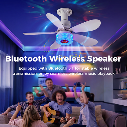 💡 50% DE DESCONTO – Ventilador de Teto 3 em 1 com Luz e Bluetooth | Refresca, ilumina & som ambiente