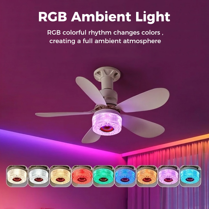 💡 50% DE DESCONTO – Ventilador de Teto 3 em 1 com Luz e Bluetooth | Refresca, ilumina & som ambiente