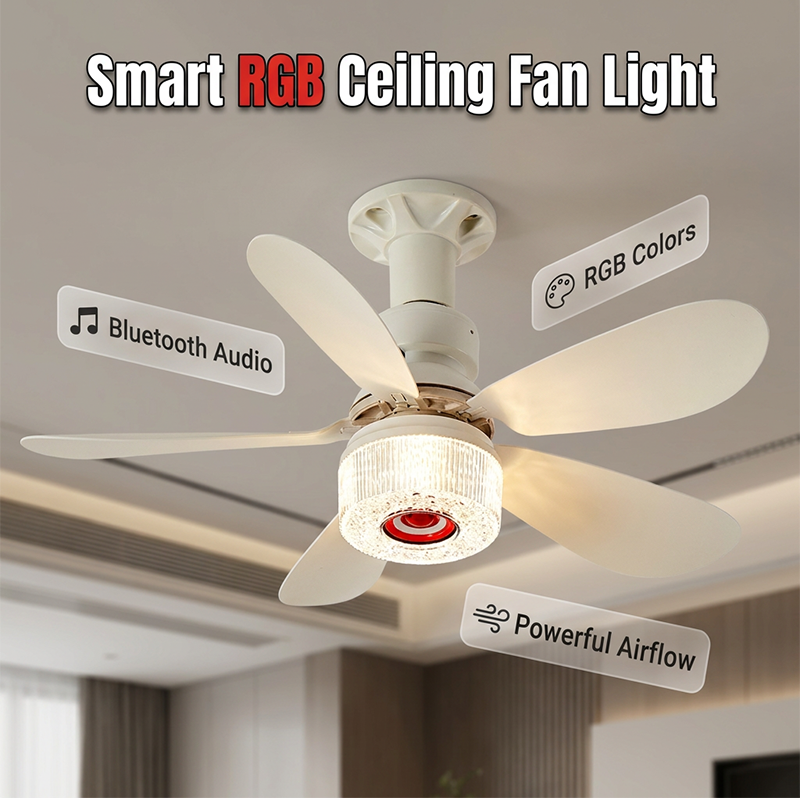 💡 50% DE DESCONTO – Ventilador de Teto 3 em 1 com Luz e Bluetooth | Refresca, ilumina & som ambiente
