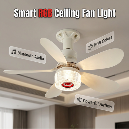 💡 50% DE DESCONTO – Ventilador de Teto 3 em 1 com Luz e Bluetooth | Refresca, ilumina & som ambiente
