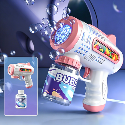 🎁 50% DE DESCONTO – Pistola de Bolhas com Luz para Crianças | Múltiplos furos, divertida & colorida