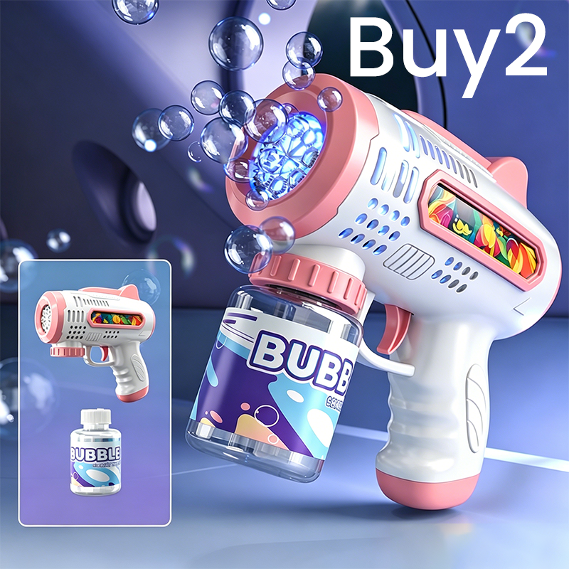 🎁 50% DE DESCONTO – Pistola de Bolhas com Luz para Crianças | Múltiplos furos, divertida & colorida