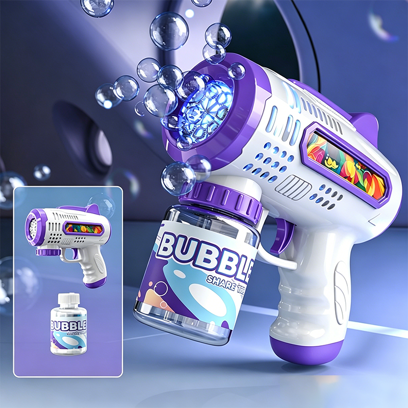 🎁 50% DE DESCONTO – Pistola de Bolhas com Luz para Crianças | Múltiplos furos, divertida & colorida