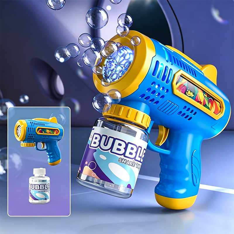 🎁 50% DE DESCONTO – Pistola de Bolhas com Luz para Crianças | Múltiplos furos, divertida & colorida