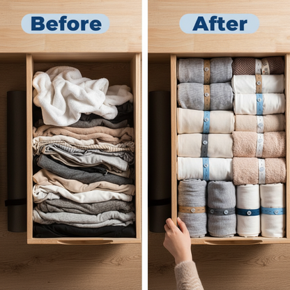 🧺 50% DE DESCONTO – Elásticos Ajustáveis para Organizar Roupas | Mantém tudo no lugar, prático & versátil
