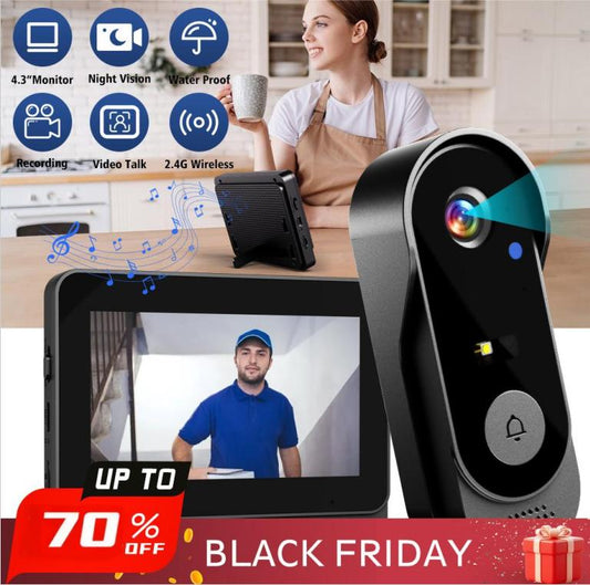 🔔 50% DE DESCONTO – Campainha com Câmara e Ecrã de 4.3" | Instalação fácil, segurança visual & prática
