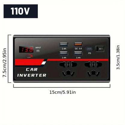 🔌 50% DE DESCONTO – Inversor Universal para Carro | Converte 12V para 110V/220V, potente & portátil