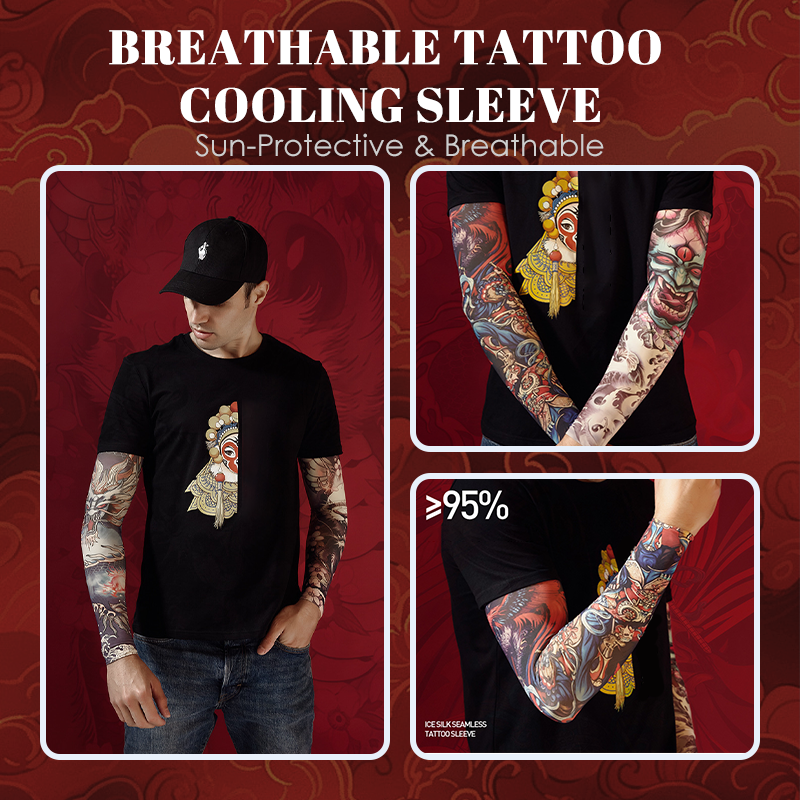 🧴 50% DE DESCONTO – Manga Térmica com Proteção Solar para Tatuagem | Respirável, protege tatuagens & refrescante