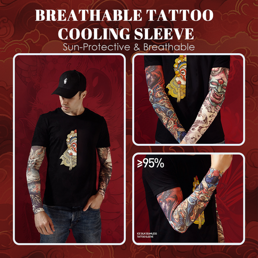 🧴 50% DE DESCONTO – Manga Térmica com Proteção Solar para Tatuagem | Respirável, protege tatuagens & refrescante