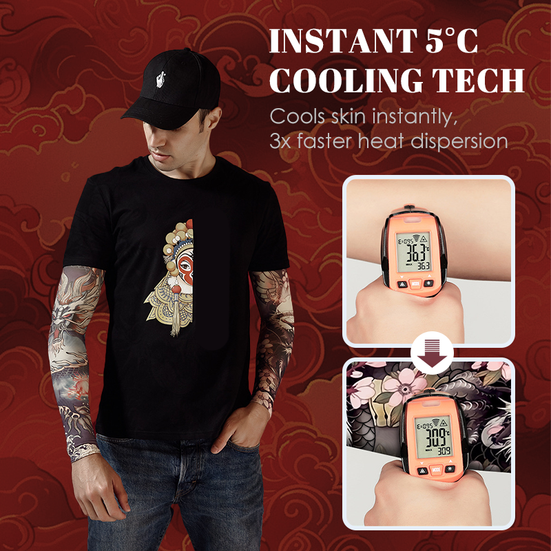 🧴 50% DE DESCONTO – Manga Térmica com Proteção Solar para Tatuagem | Respirável, protege tatuagens & refrescante