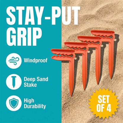 🏖️ 50% DE DESCONTO – Presilhas Anti-vento para Toalha de Praia | Fixa na areia e grama, prática & resistente ao vento