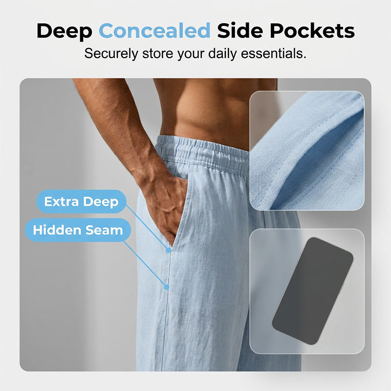 👖 50% DE DESCONTO – Calças Casuais de Linho para Homem | Leves, confortáveis & ideais para o verão