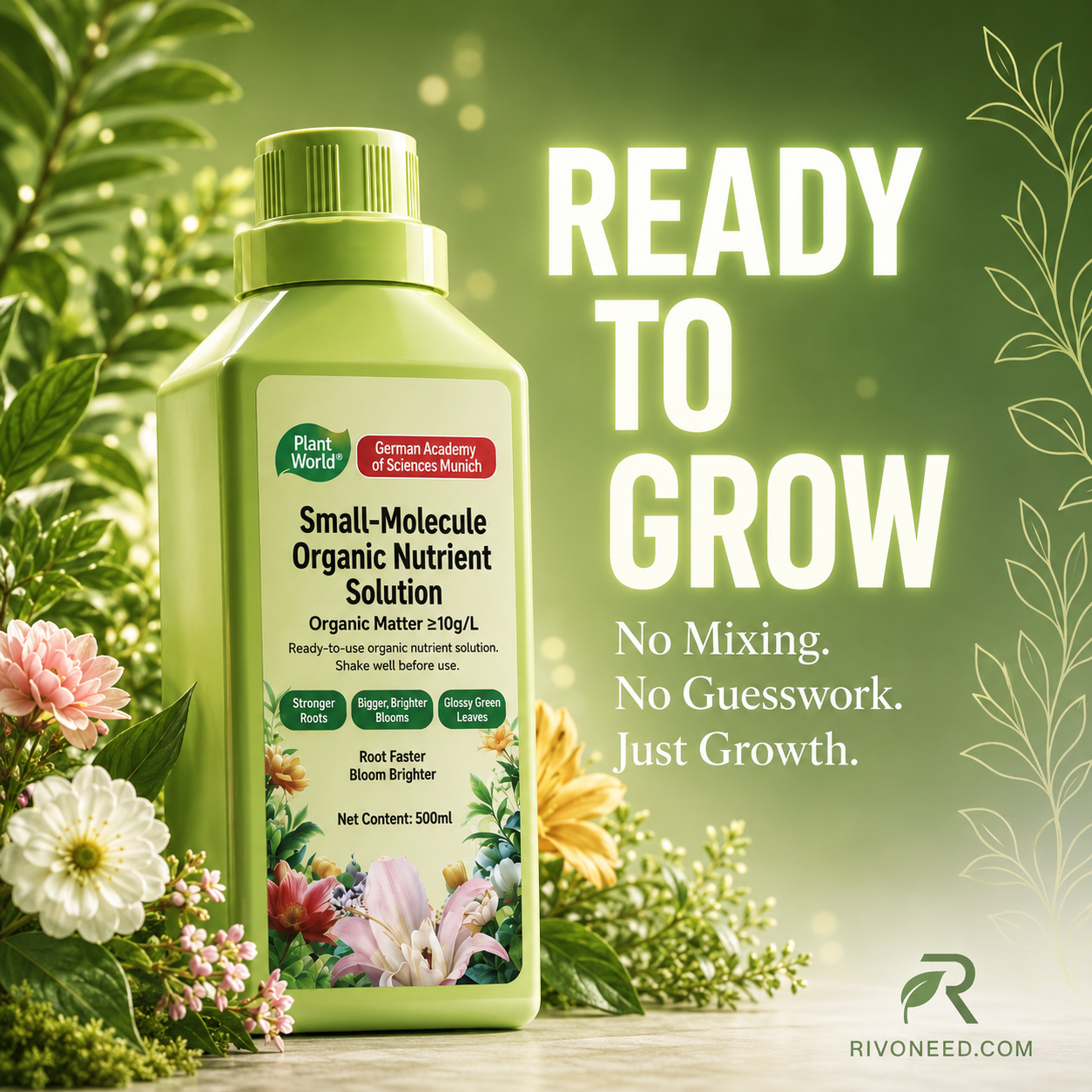 🌱 50% DE DESCONTO – Solução Nutriente Orgânica para Plantas | Promove crescimento, suave para mudas & absorção rápida