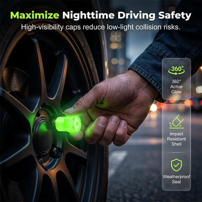 🚗 50% DE DESCONTO – Tampa de Válvula de Pneu Universal Luminosa | Visível à noite, fácil instalação & segurança extra