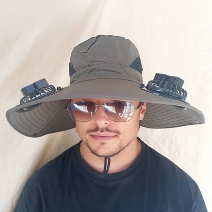 Outdoor Sun Ha🧢 50% DE DESCONTO – Chapéu Solar com Ventoinhas Duplas para Exterior | Fresco, prático & ideal para dias quentest with Dual Solar-Powered Fans