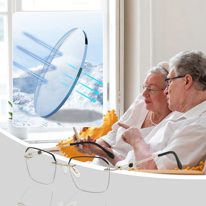 🔥50% DE DESCONTO🔍 Óculos sem aro com filtro de luz azul | Tecnologia avançada de filtragem de luz azul · 👓 Design elegante sem aro · Perfeitos tanto para ocasiões informais como profissionai