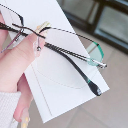 🔥50% DE DESCONTO🔍 Óculos sem aro com filtro de luz azul | Tecnologia avançada de filtragem de luz azul · 👓 Design elegante sem aro · Perfeitos tanto para ocasiões informais como profissionai