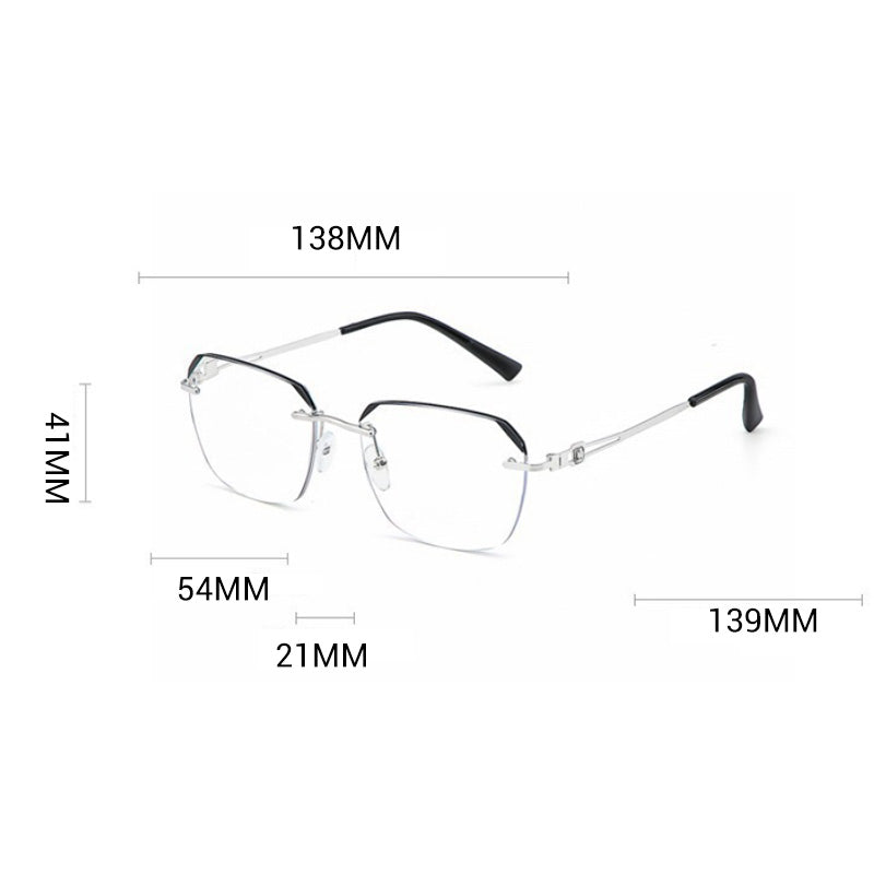 🔥50% DE DESCONTO🔍 Óculos sem aro com filtro de luz azul | Tecnologia avançada de filtragem de luz azul · 👓 Design elegante sem aro · Perfeitos tanto para ocasiões informais como profissionai
