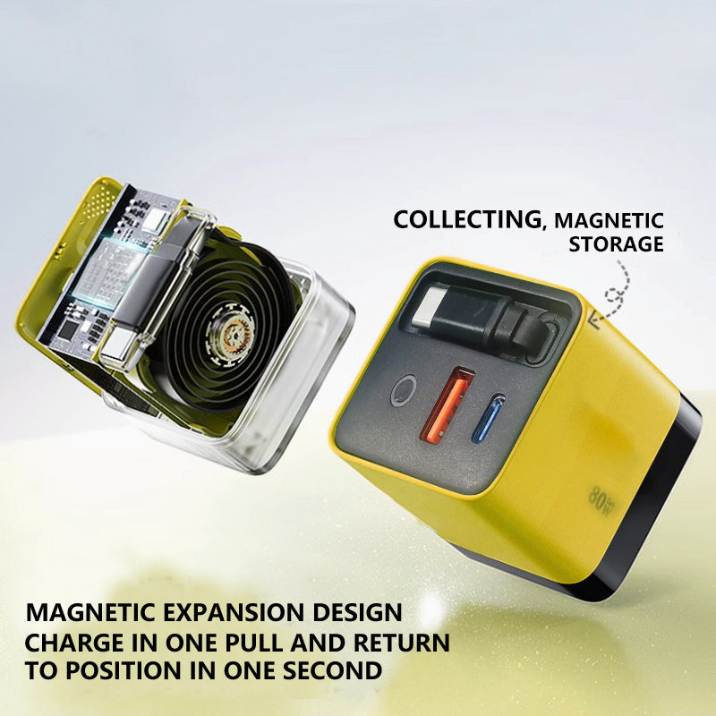 🔋 50% DE DESCONTO – Carregador Rápido 80W com Cabo Type-C Retrátil de 80cm | Potente, compacto & ideal para viagens