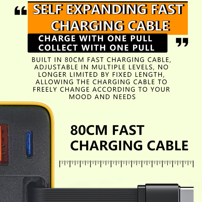 🔋 50% DE DESCONTO – Carregador Rápido 80W com Cabo Type-C Retrátil de 80cm | Potente, compacto & ideal para viagens