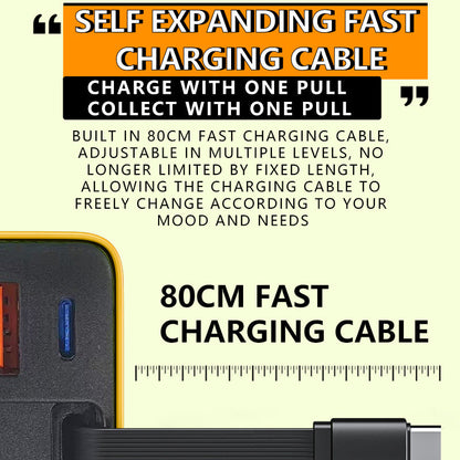 🔋 50% DE DESCONTO – Carregador Rápido 80W com Cabo Type-C Retrátil de 80cm | Potente, compacto & ideal para viagens