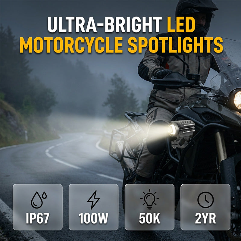 🏍️ 50% DE DESCONTO – Farol Auxiliar LED Universal para Moto | Duas cores, iluminação potente & fácil instalação