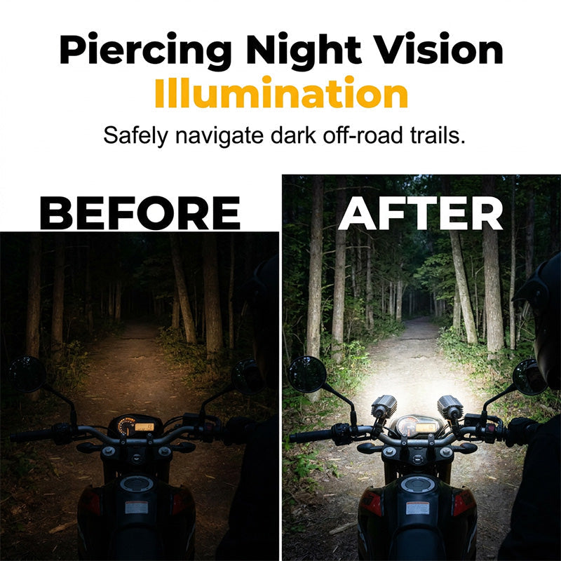 🏍️ 50% DE DESCONTO – Farol Auxiliar LED Universal para Moto | Duas cores, iluminação potente & fácil instalação