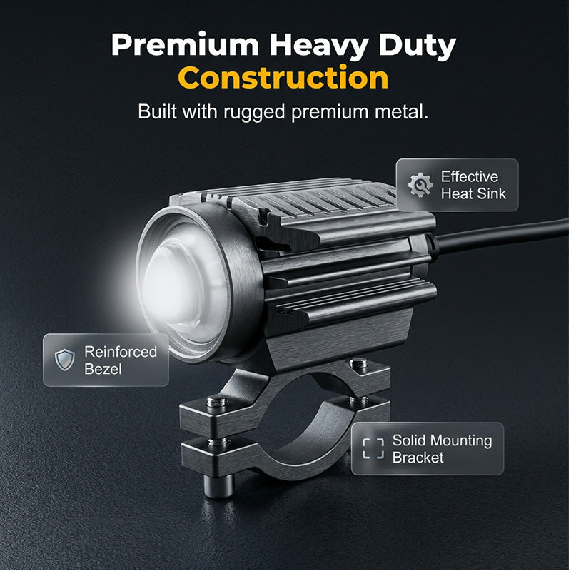 🏍️ 50% DE DESCONTO – Farol Auxiliar LED Universal para Moto | Duas cores, iluminação potente & fácil instalação