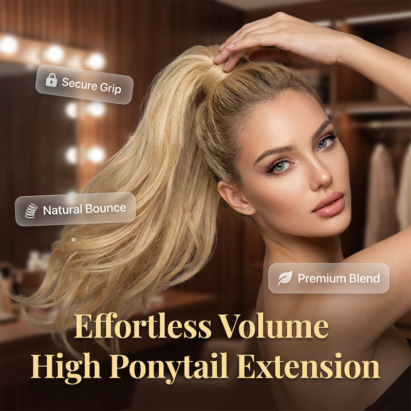 💇‍♀️ 50% DE DESCONTO – Peruca de Rabo de Cavalo Alto Multicamadas | Nova coleção, volume natural & fácil de usar 🎀