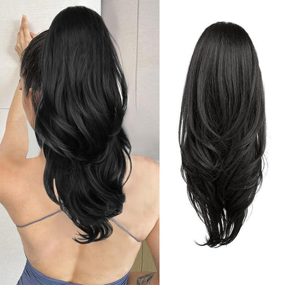 💇‍♀️ 50% DE DESCONTO – Peruca de Rabo de Cavalo Alto Multicamadas | Nova coleção, volume natural & fácil de usar 🎀