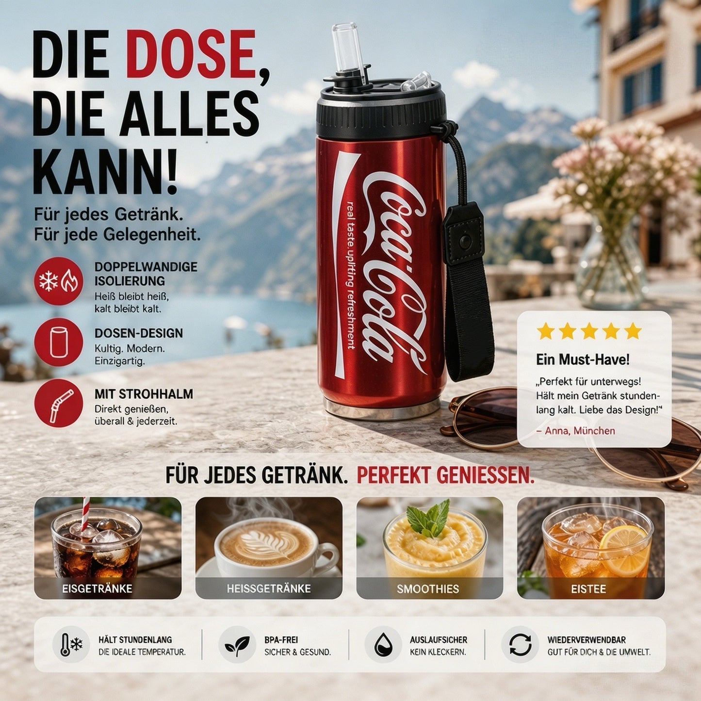🥤 50% DE DESCONTO – Copo Isolado de Parede Dupla em Aço Inoxidável | Formato de lata de cola, mantém a temperatura & durável ✨🧊
