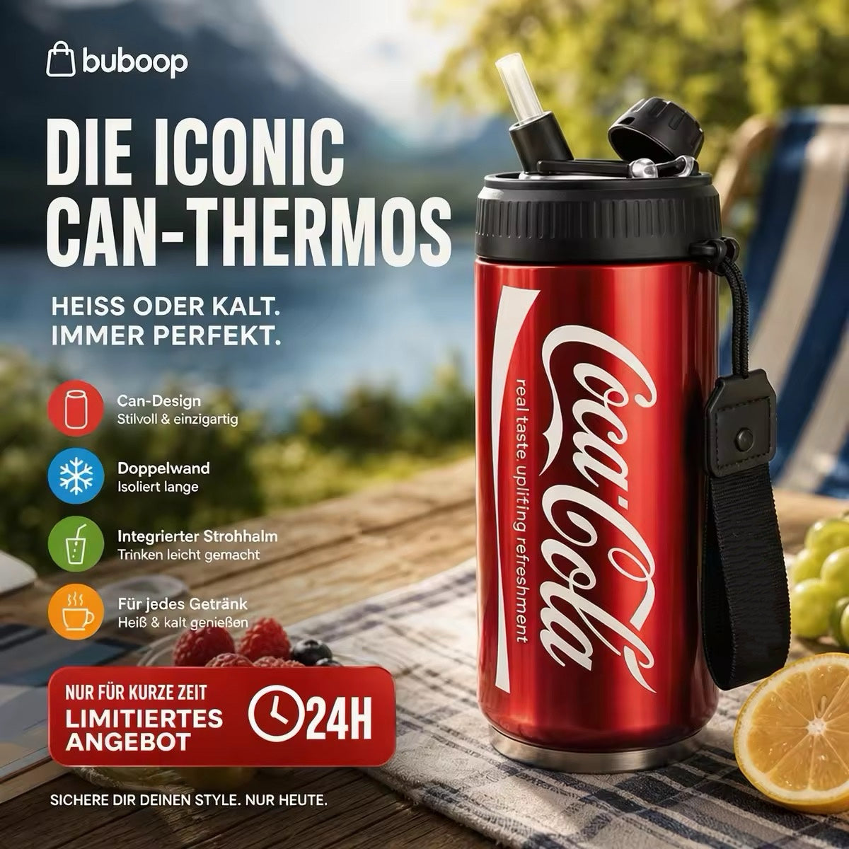 🥤 50% DE DESCONTO – Copo Isolado de Parede Dupla em Aço Inoxidável | Formato de lata de cola, mantém a temperatura & durável ✨🧊