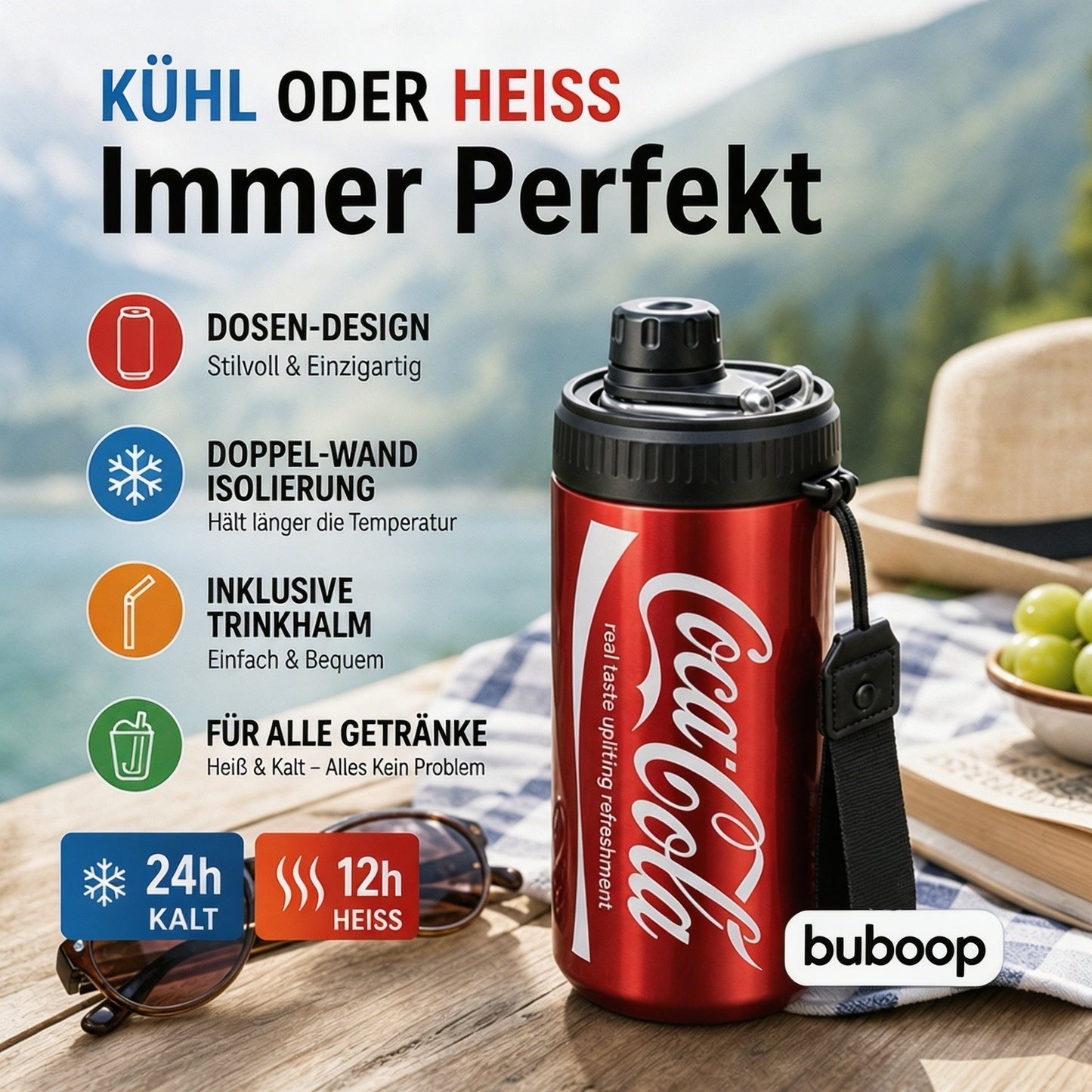 🥤 50% DE DESCONTO – Copo Isolado de Parede Dupla em Aço Inoxidável | Formato de lata de cola, mantém a temperatura & durável ✨🧊
