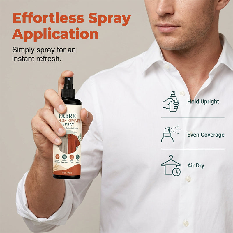 👕 50% DE DESCONTO – Spray Revigorador de Cores para Roupas Desbotadas | Restaura cores, fácil aplicação & prolonga a vida dos tecidos ✨🧵