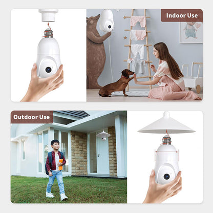 📷 50% DE DESCONTO – Câmera de Segurança Lâmpada WiFi 4MP Inteligente | Visão 360°, detecção de movimento & áudio bidirecional 🏠🔒