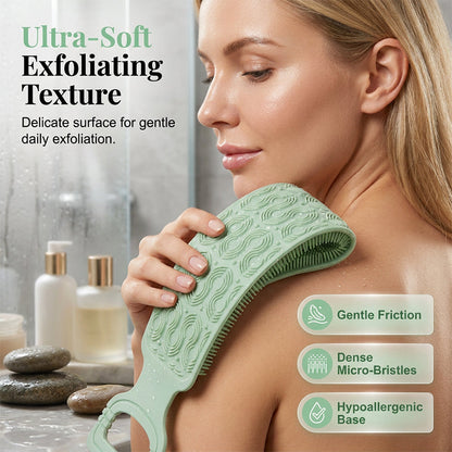 ✨ 50% DE DESCONTO – Escova de Silicone para Limpeza Profunda das Costas | Alça longa, esfoliação suave & higiênica 🚿