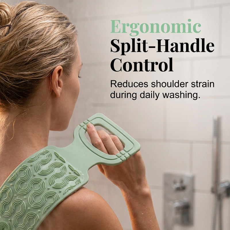 ✨ 50% DE DESCONTO – Escova de Silicone para Limpeza Profunda das Costas | Alça longa, esfoliação suave & higiênica 🚿