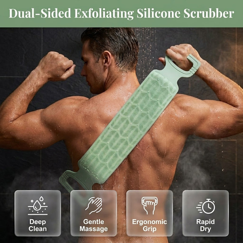 ✨ 50% DE DESCONTO – Escova de Silicone para Limpeza Profunda das Costas | Alça longa, esfoliação suave & higiênica 🚿