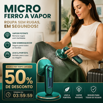 🧥 50% DE DESCONTO – Ferro Elétrico Portátil Mini | Oferta por tempo limitado, compacto, fácil de usar & ideal para viagens