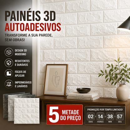 🎨 50% DE DESCONTO – Painel de Parede 3D Texturizado Autocolante | Fácil instalação, decoração rápida & transforma qualquer espaço 🏡