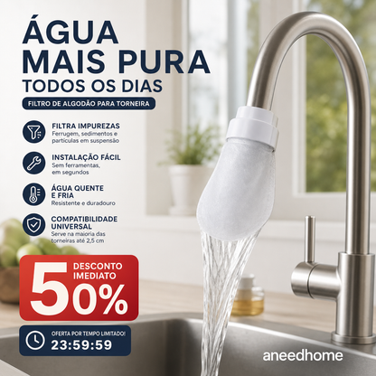 🚰 50% DE DESCONTO – Filtro Anti-Salpicos para Torneira de Cozinha | Remove sedimentos e ferrugem, 360°, fácil instalação & água mais limpa 💧