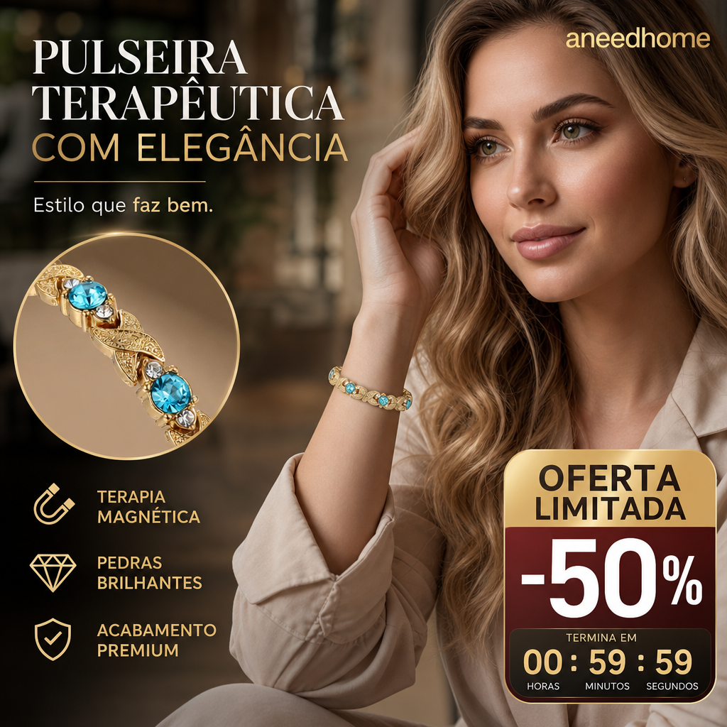 💎 50% DE DESCONTO – Pulseira Magnética com Pedras | Estilo e bem-estar 24/7, leve, ajustável & presente ideal 💖