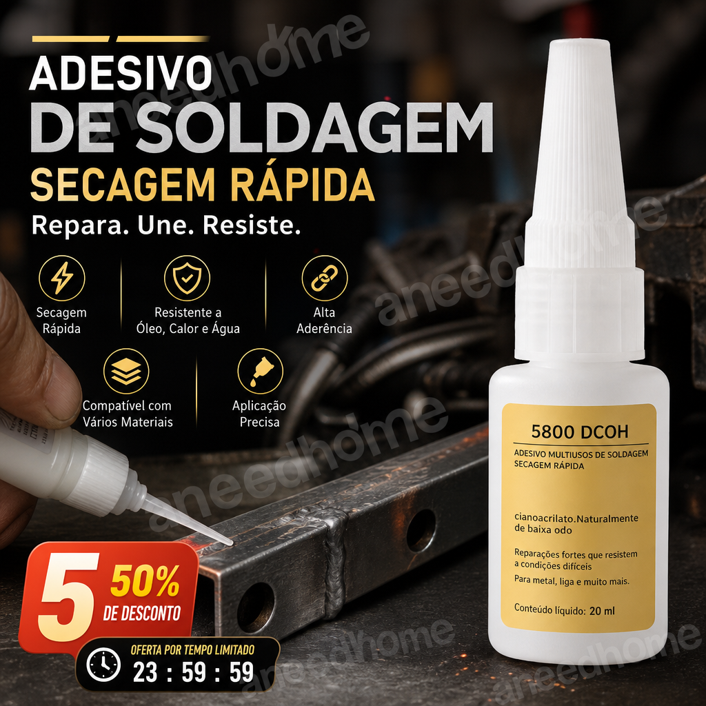 🛠️ 50% DE DESCONTO – Adesivo de Solda Multiuso de Secagem Rápida | Alta resistência para metal, plástico & madeira, sem ferramentas ✨