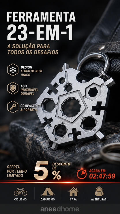 🔧 50% DE DESCONTO – Chave Multifunção 23 em 1 Forma de Floco de Neve | Compacta, versátil & prática para reparos