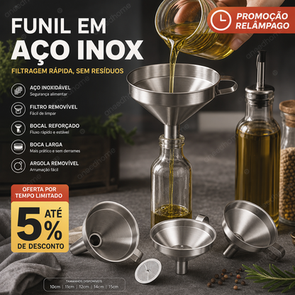 🔧 50% DE DESCONTO – Funil de Filtro em Aço Inoxidável | Durável, eficiente & ideal para cozinha e laboratório
