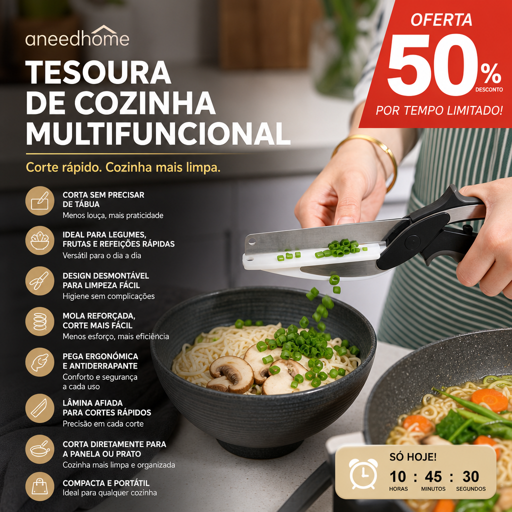 ✂️ Tesoura de cozinha multifuncional e resistente – Corta, recorta, esmaga – Uma única ferramenta para tudo! 🦴🔪